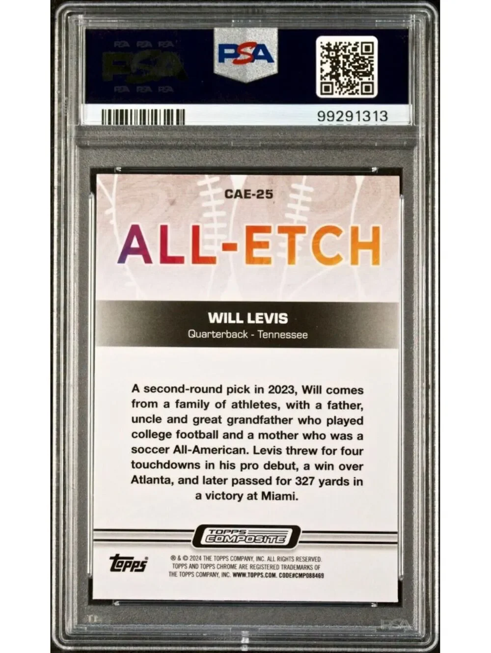 Will Levis 2023 Topps Chrome ALL-ETCH #CAE-25 Orange Refractor 10/25 Card PSA 10